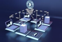 توكينزيشن - تمثيل مرئي لشبكة بلوكتشين ورمز بيتكوين في بيئة رقمية ثلاثية الأبعاد (Image by Freepik )